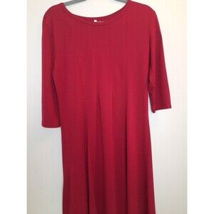 Dheva C Burgundy Dress 3/4 Sleeves Stretchy Swing Fit & Flair Sz S